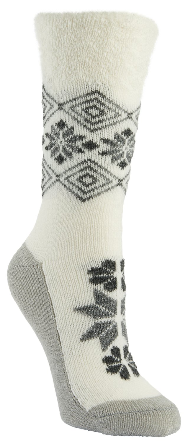 Magellan Women's Diamond Cuff Metallic Lodge Mid-Calf Socks