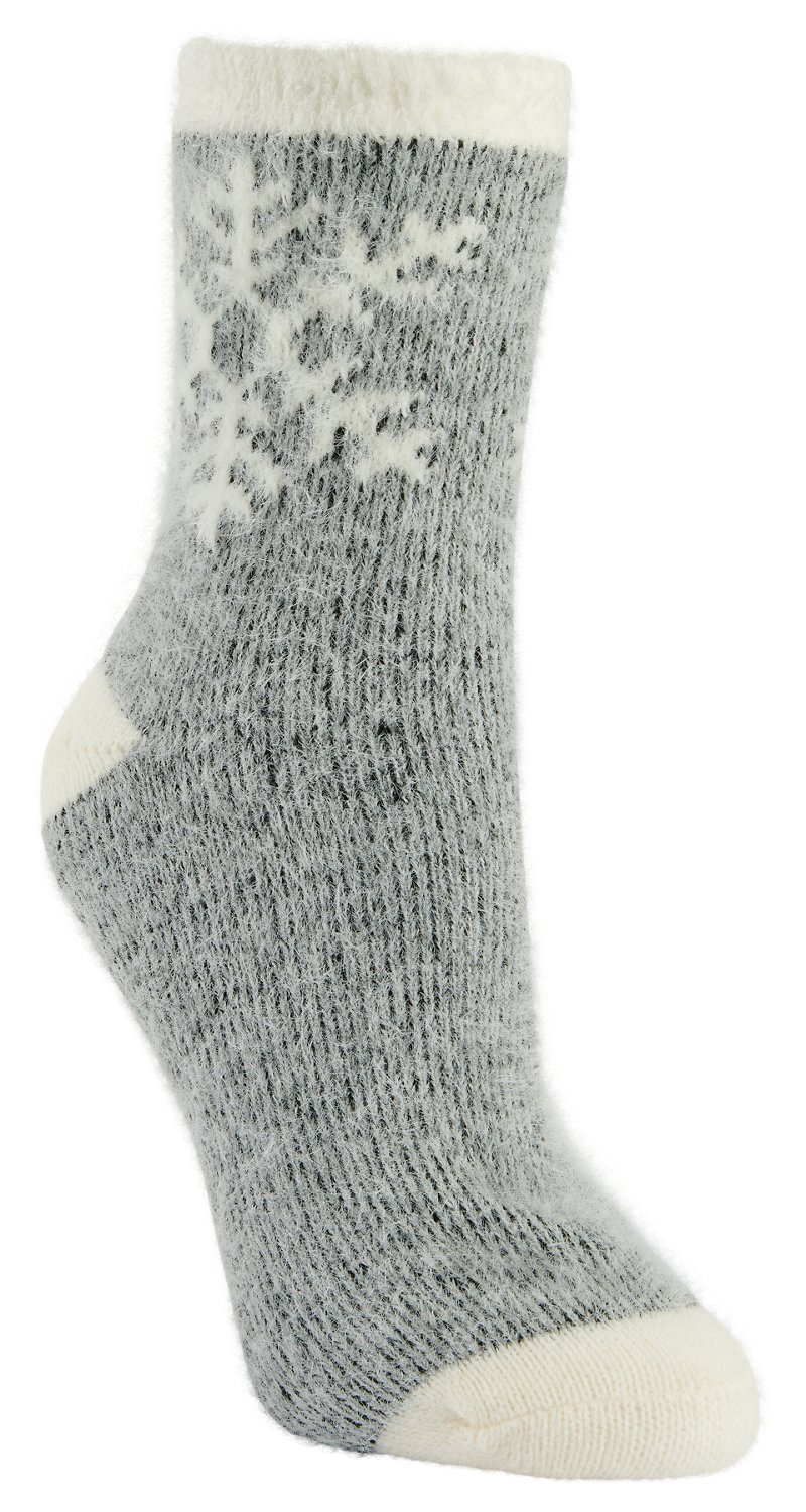 Magellan Women's Fuzzy Snowflake Ribbed Lodge Crew Socks - view number 1