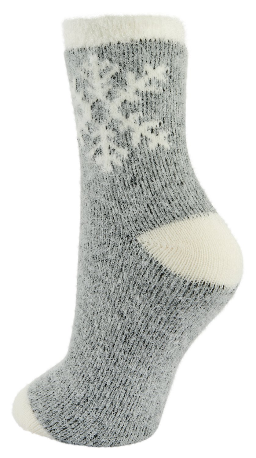 Magellan Women's Fuzzy Snowflake Ribbed Lodge Crew Socks - view number 2