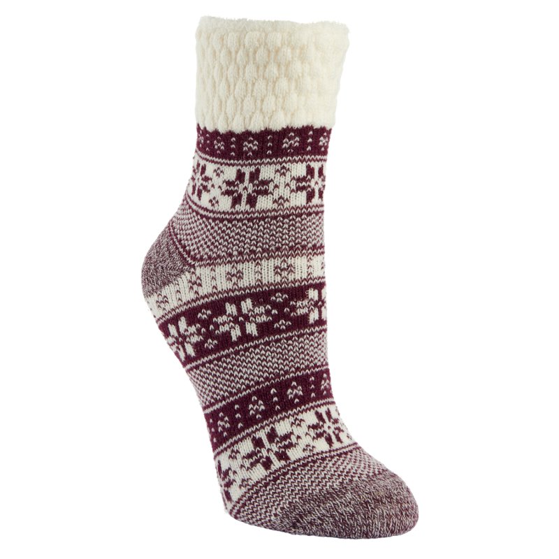 Magellan Outdoors Women's Quilted Cuff Snowflake Lodge Crew Socks Maroon, Medium - Western And Thermal Socks at Academy Sports