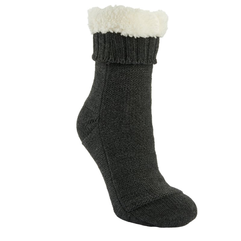 Magellan Outdoors Women's Texture Knit Foldover Lodge Crew Socks Dark Grey, Medium - Western And Thermal Socks at Academy Sports