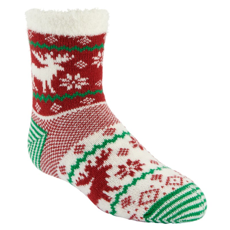 Magellan Outdoors Youth Holiday Moose 2.0 Lodge Crew Socks Red/Green, Small - Western And Thermal Socks at Academy Sports