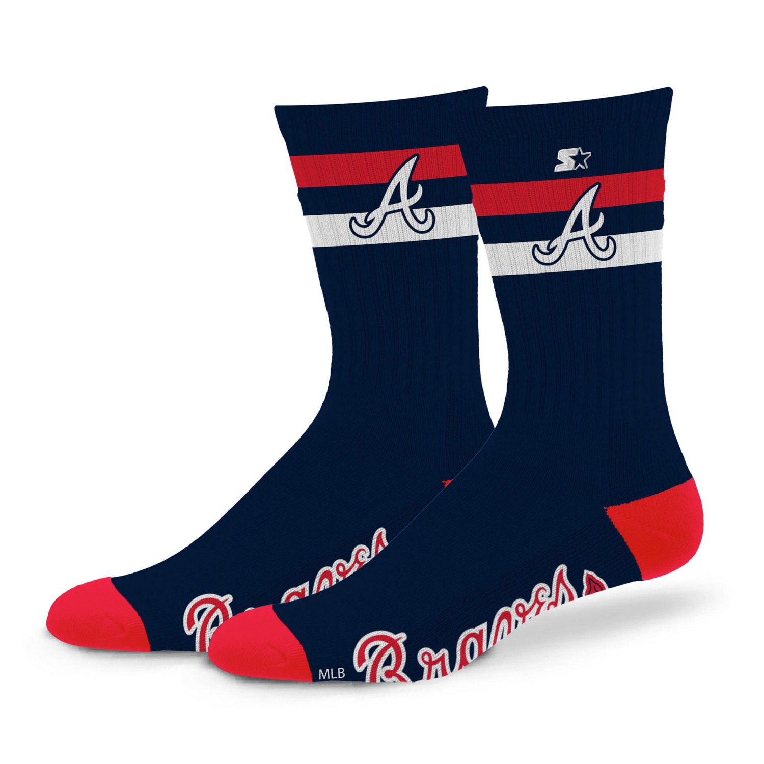 Unisex Starter Atlanta Braves Team Color Two-Stripe Crew Socks - view number 1