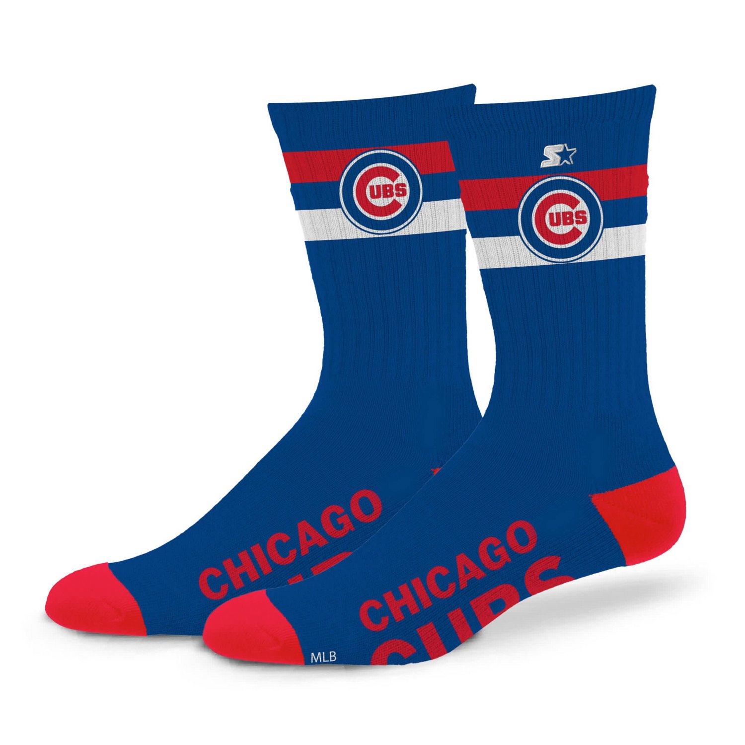 Unisex Starter Chicago Cubs Team Color Two-Stripe Crew Socks - view number 1
