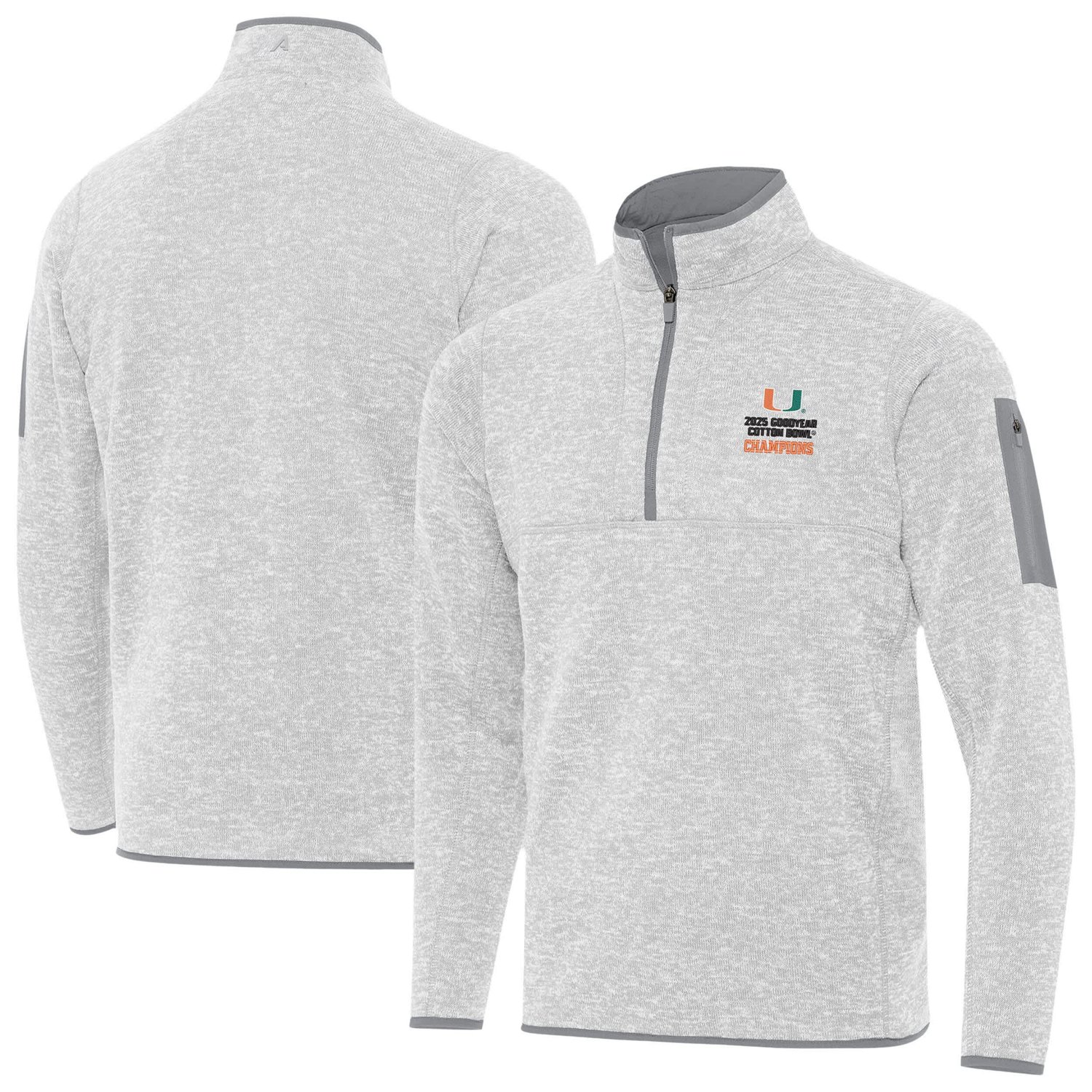 Antigua Miami Hurricanes College Football Playoff 2025 Cotton Bowl Champions Fortune Quarter-Zip Sweatshirt
