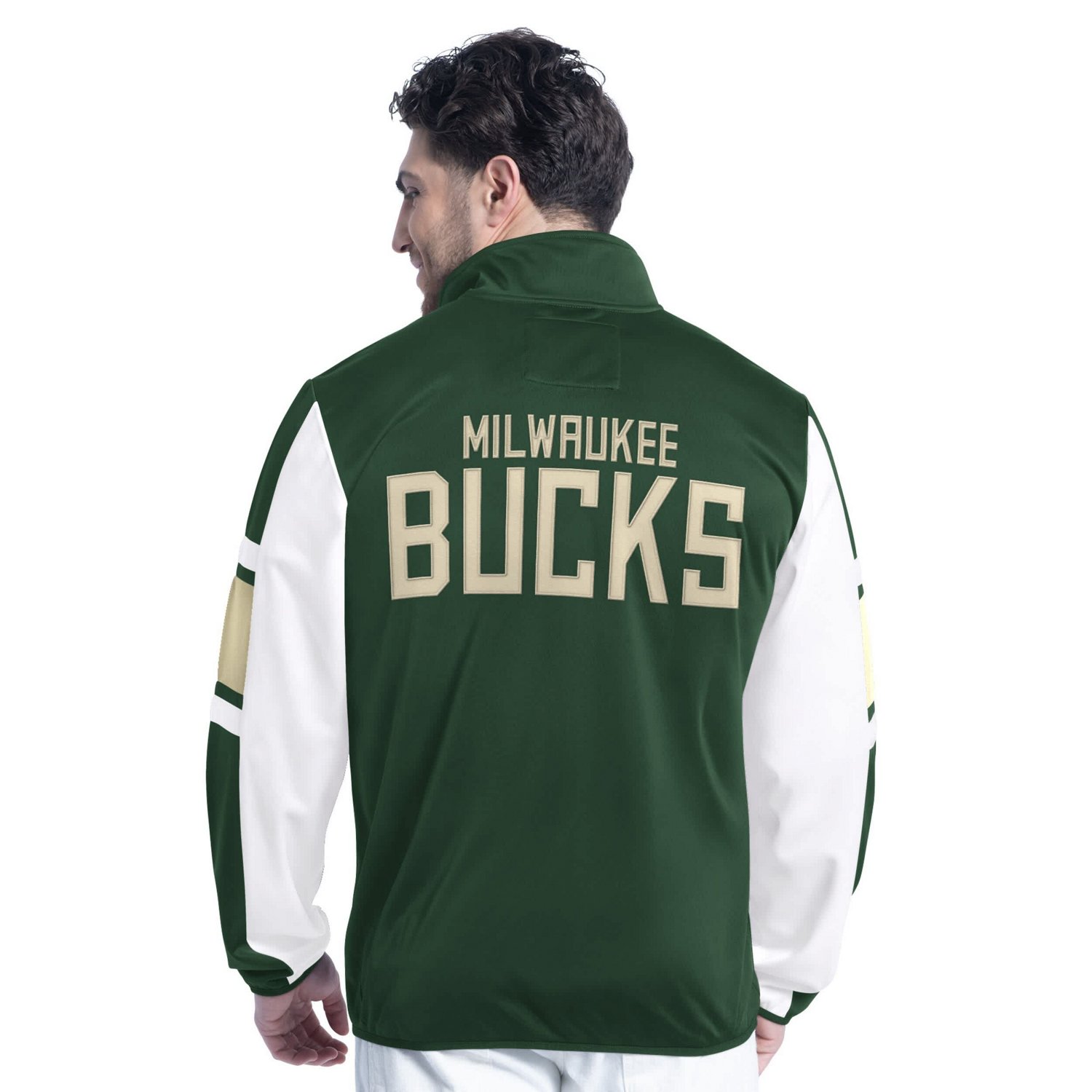 G-III Sports by Carl Banks Hunter White Milwaukee Bucks Back Field Full-Zip Track Jacket - view number 2