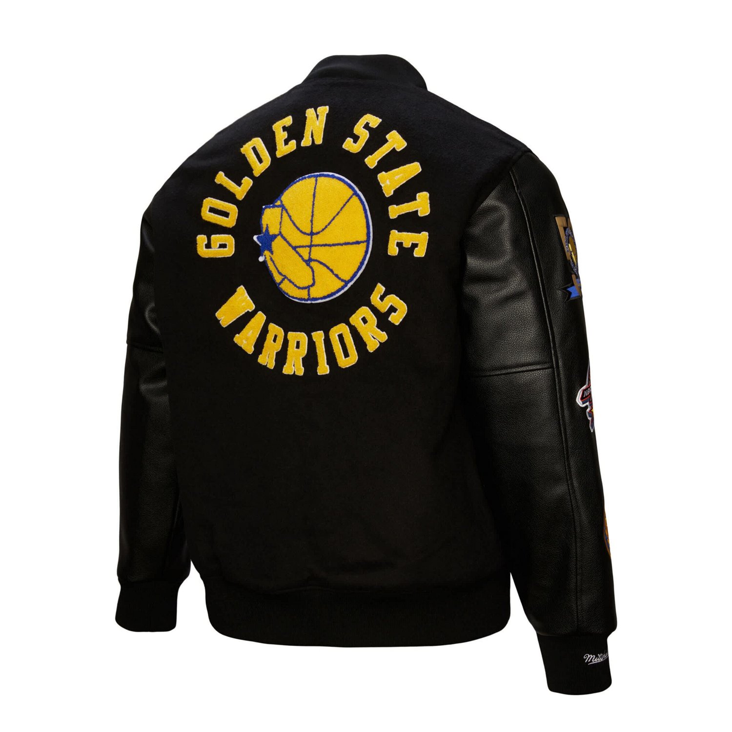 Mitchell & Ness Men’s Golden State Warriors Hardwood Classics Blackout Collection Full-Zip Varsity Jacket  - view number 3