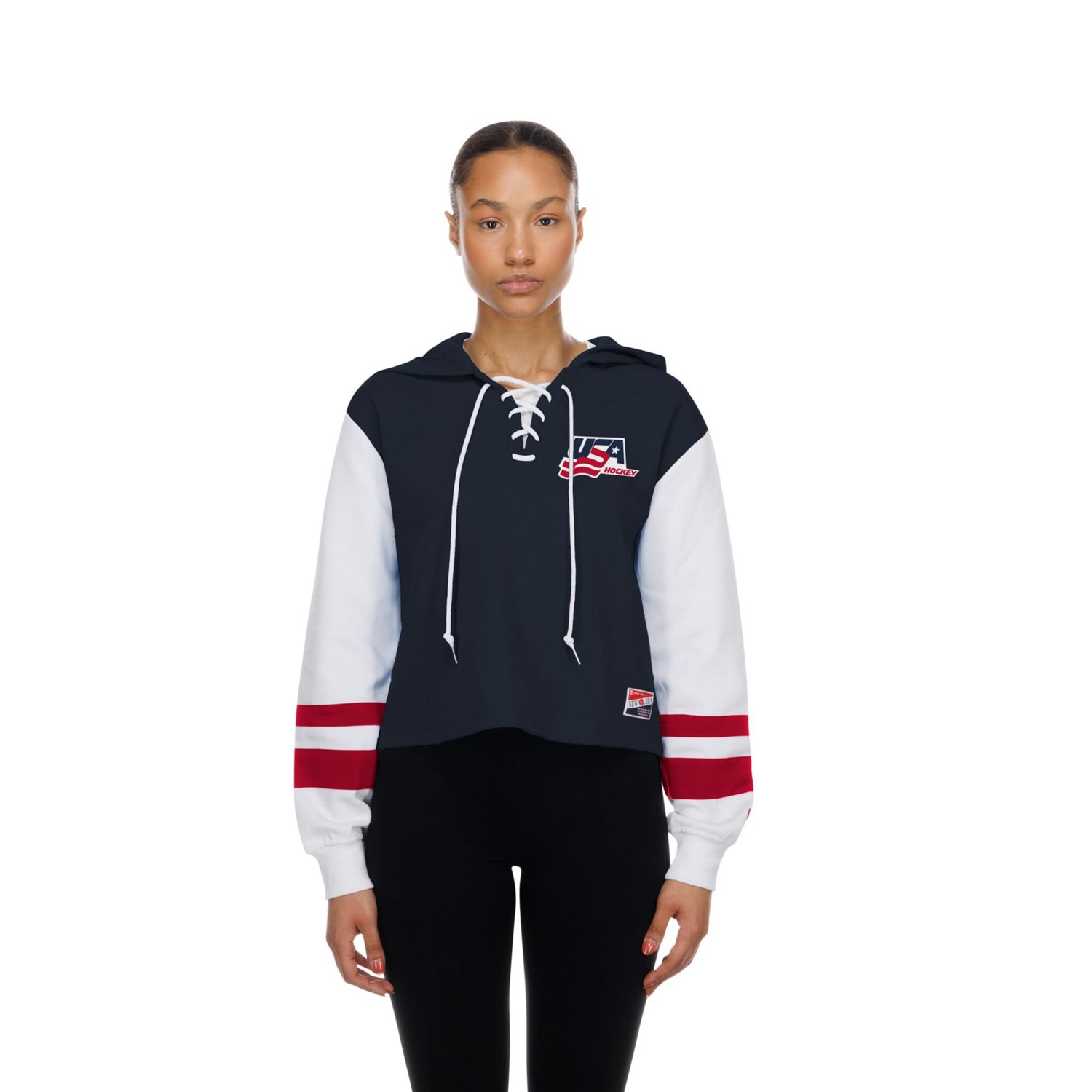 New Era US Hockey Throwback Boxy Lace-Up Hoodie