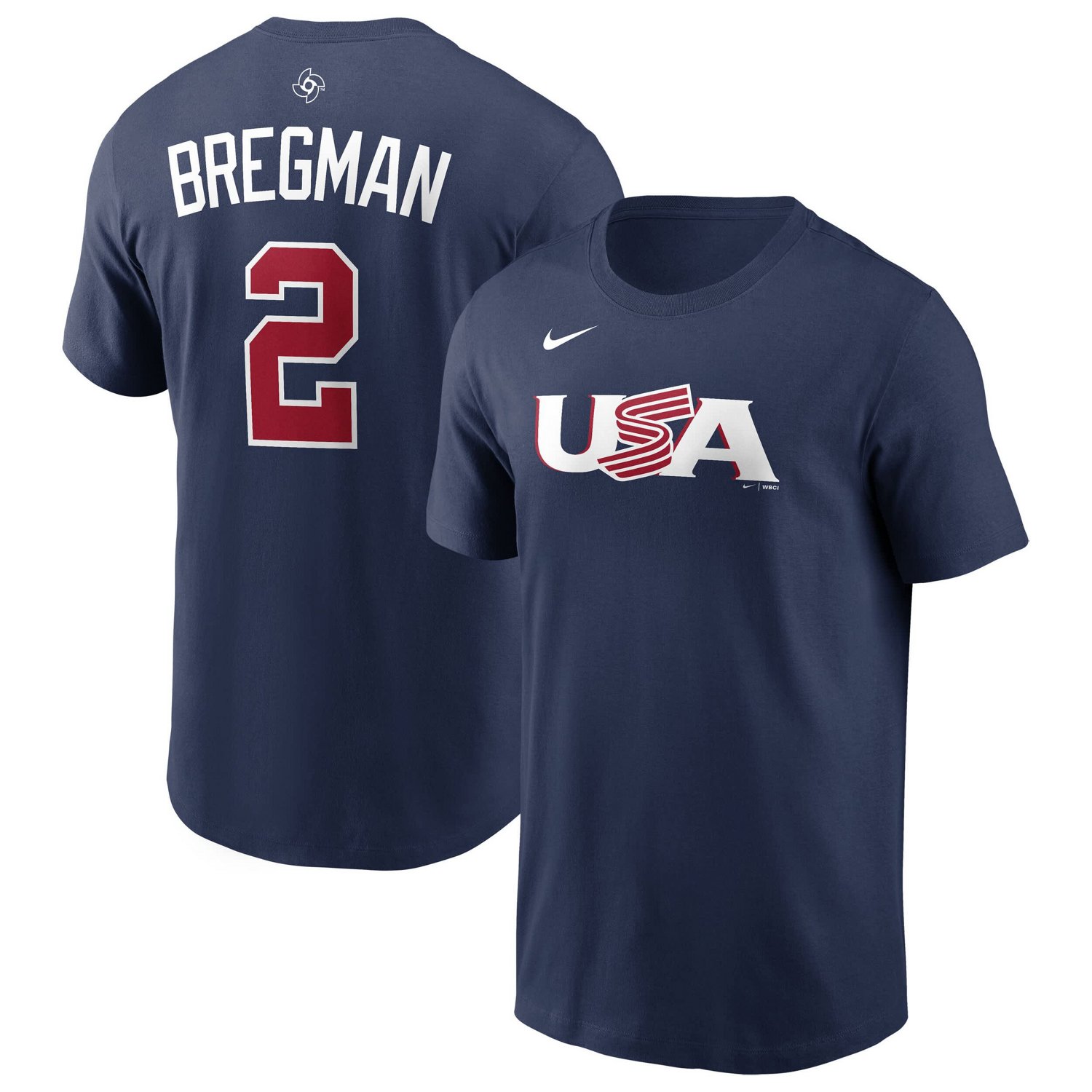 Nike Alex Bregman USA Baseball 2026 World Baseball Classic Name  Number T-Shirt