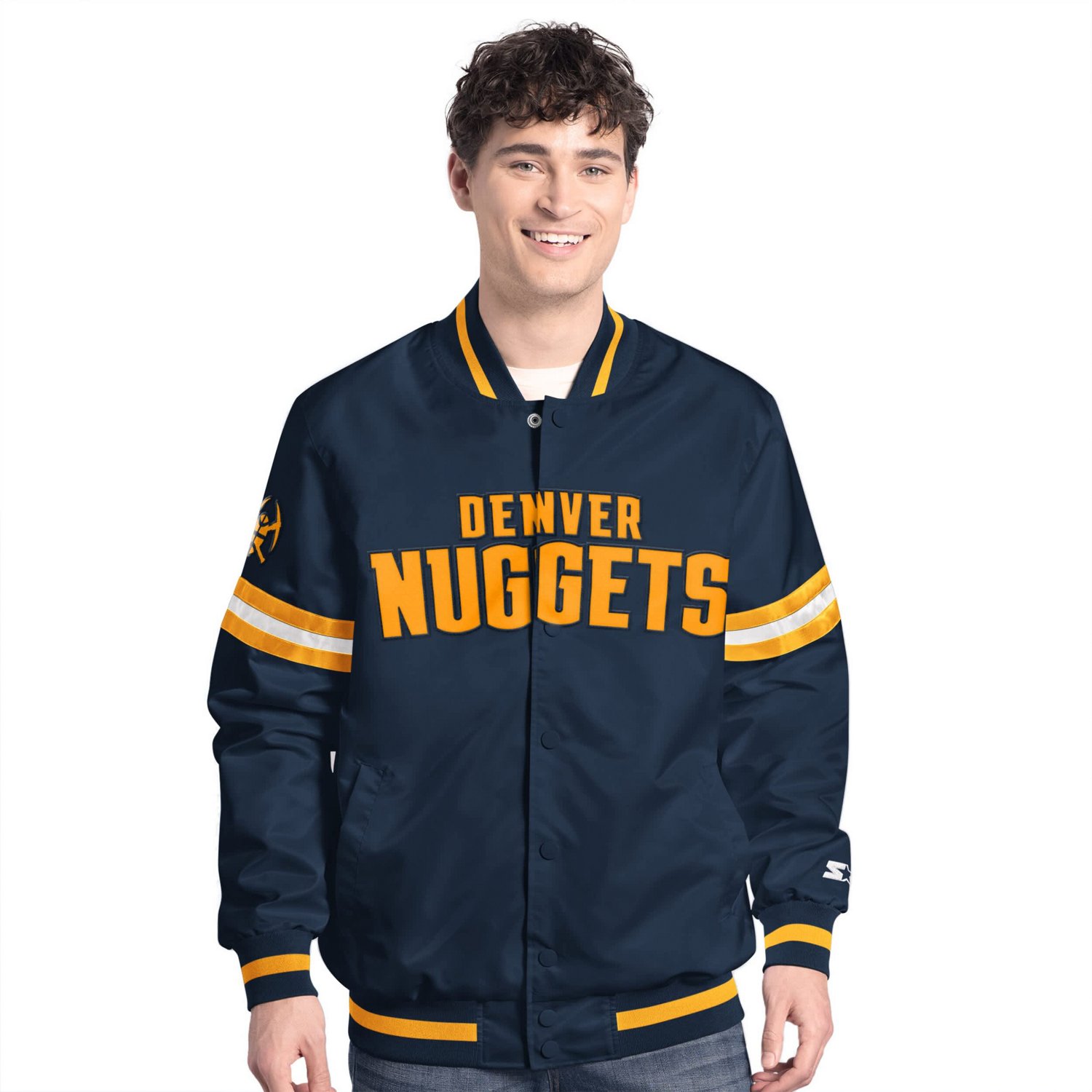 Starter Gold Denver Nuggets Scout Full Snap Varsity Jacket
