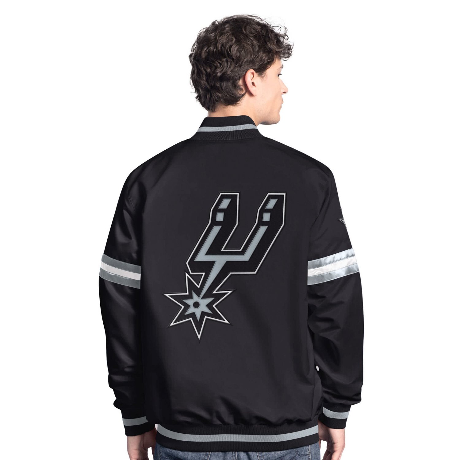 Starter Silver San Antonio Spurs Scout Full Snap Varsity Jacket                                                                  - view number 2