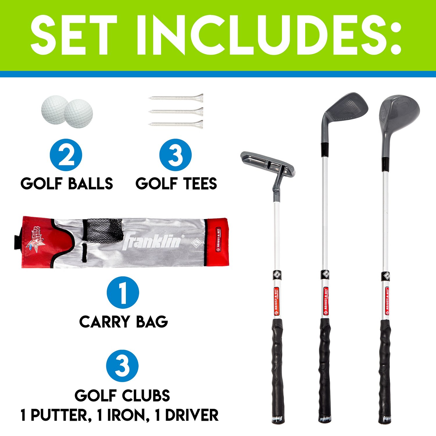 Franklin Kids' Adjustable Plastic Golf Club Set - view number 2