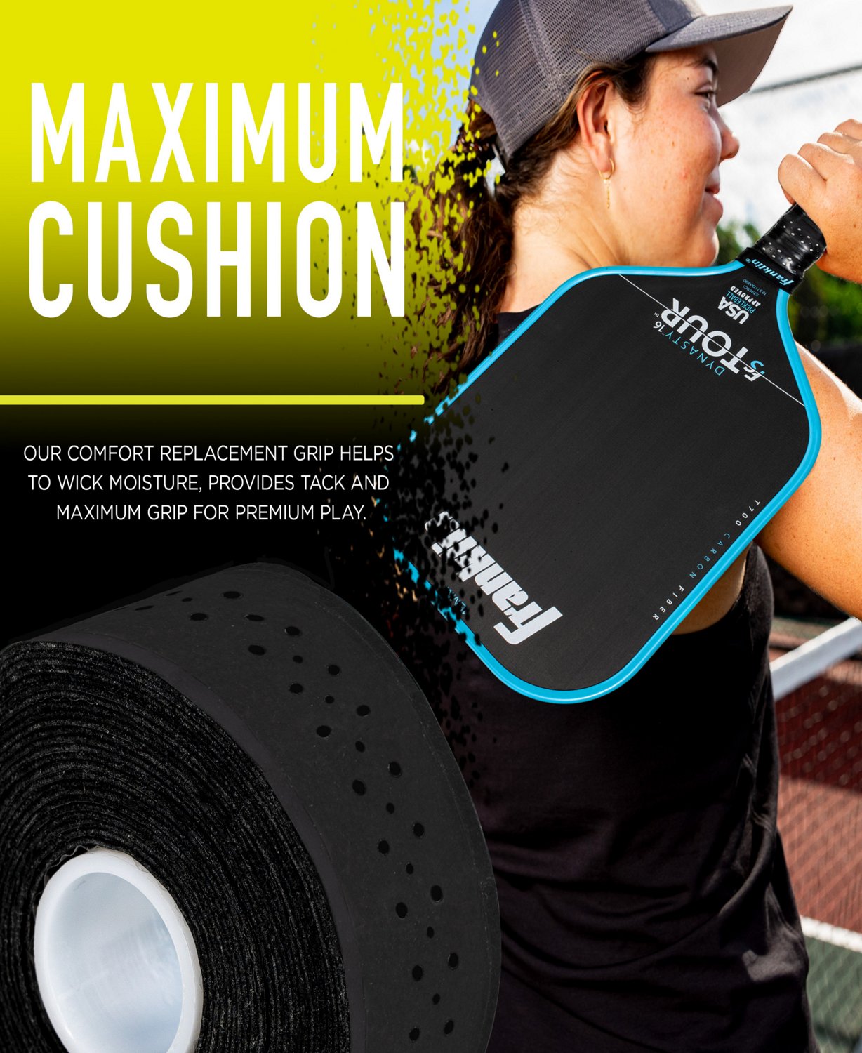  Franklin Sports Pickleball Paddle Replacement Grip - Paddle Handle Overgrip Tape - Cushioned Handle Wrap  - Black - view number 2