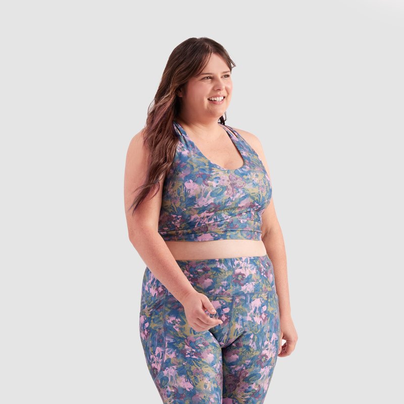 Freely Women's James Low Support Plus Size Sports Bra Poseidon Inked Flora, 1X - Women's Workout Bras at Academy Sports