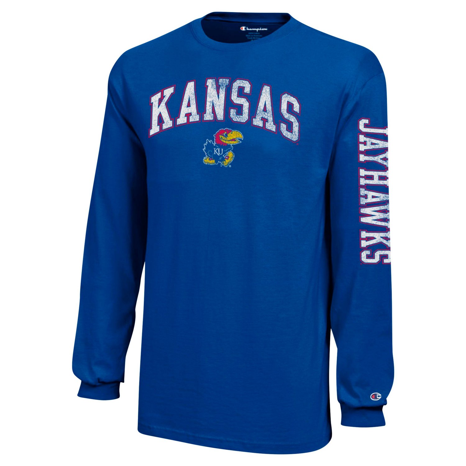Youth Champion Kansas Jayhawks Distressed Arch Over Logo Long Sleeve T-Shirt - view number 2