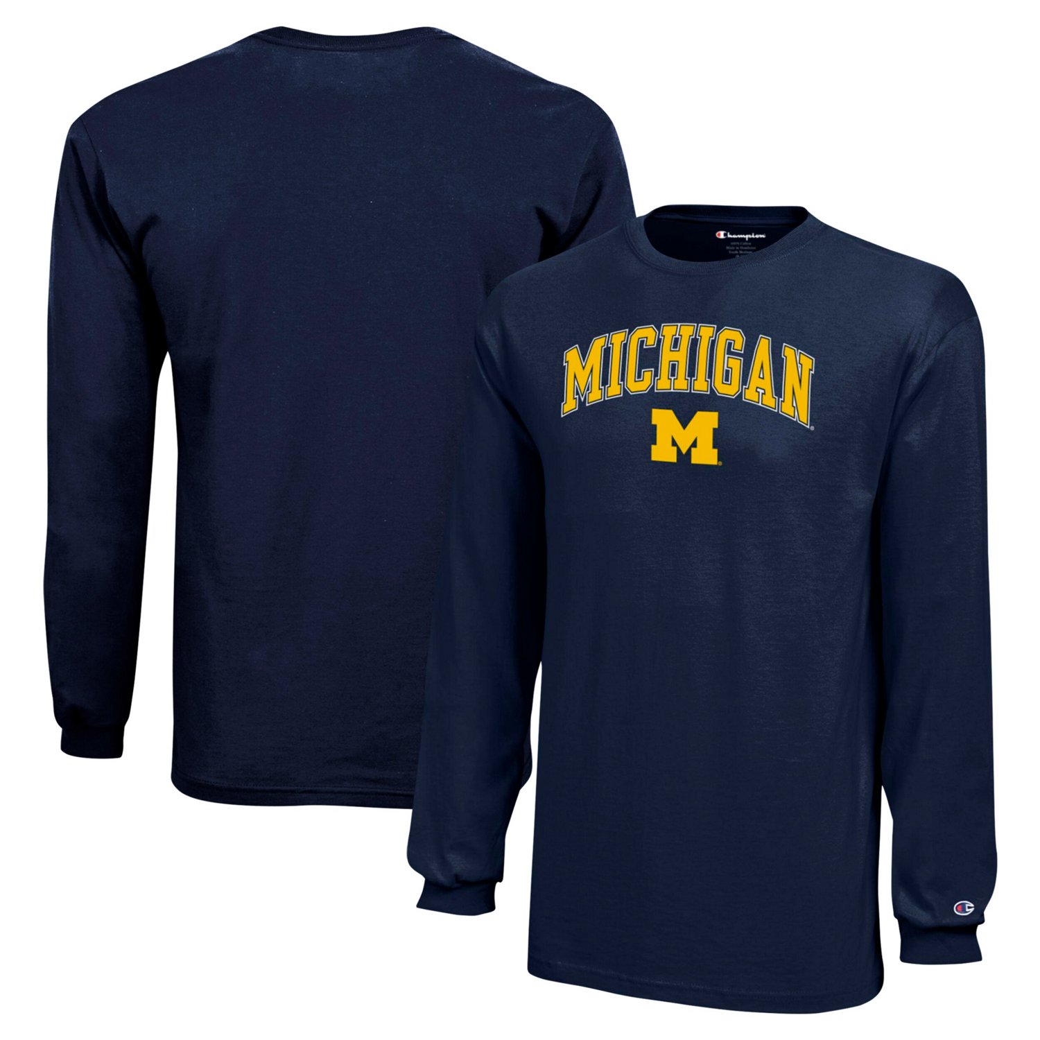 Youth Champion Michigan Wolverines Arch Over Logo Long Sleeve T-Shirt