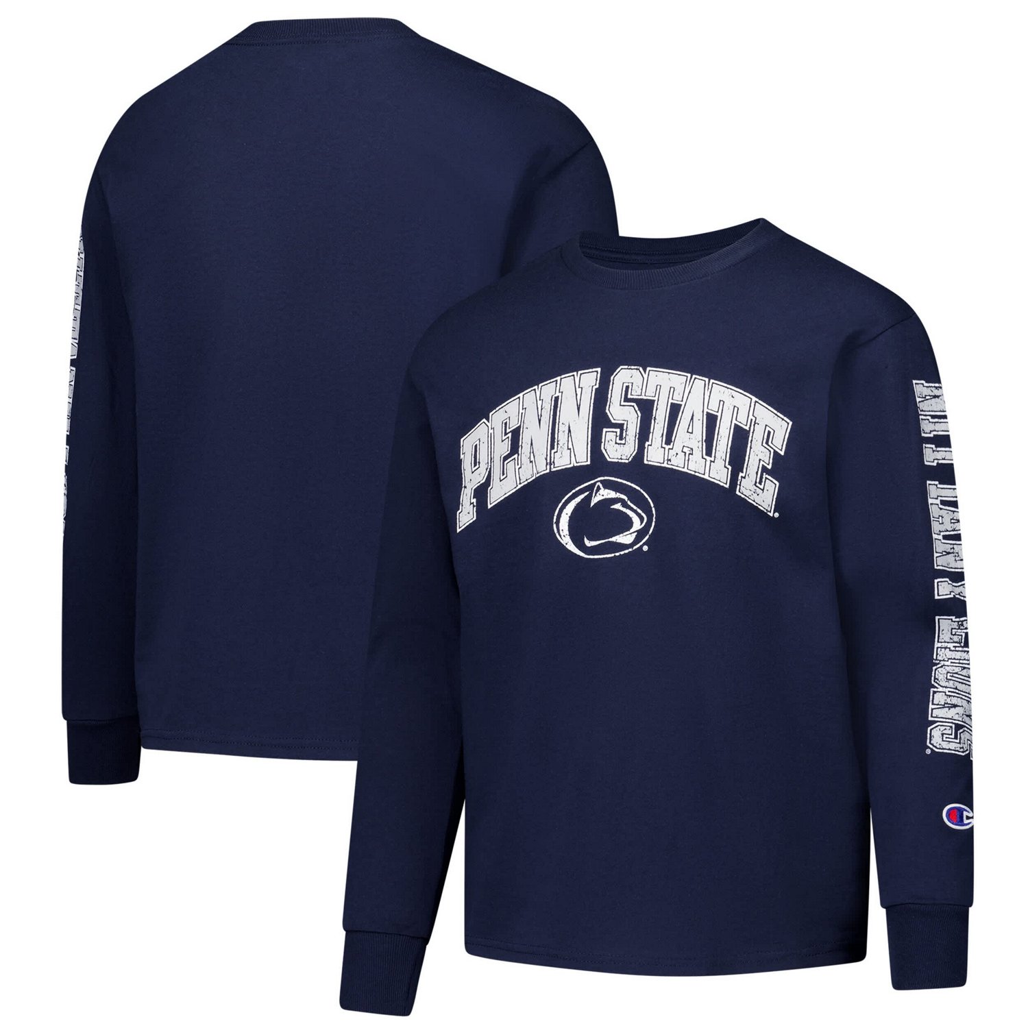 Youth Champion Penn State Nittany Lions Distressed Arch Over Logo Long Sleeve T-Shirt