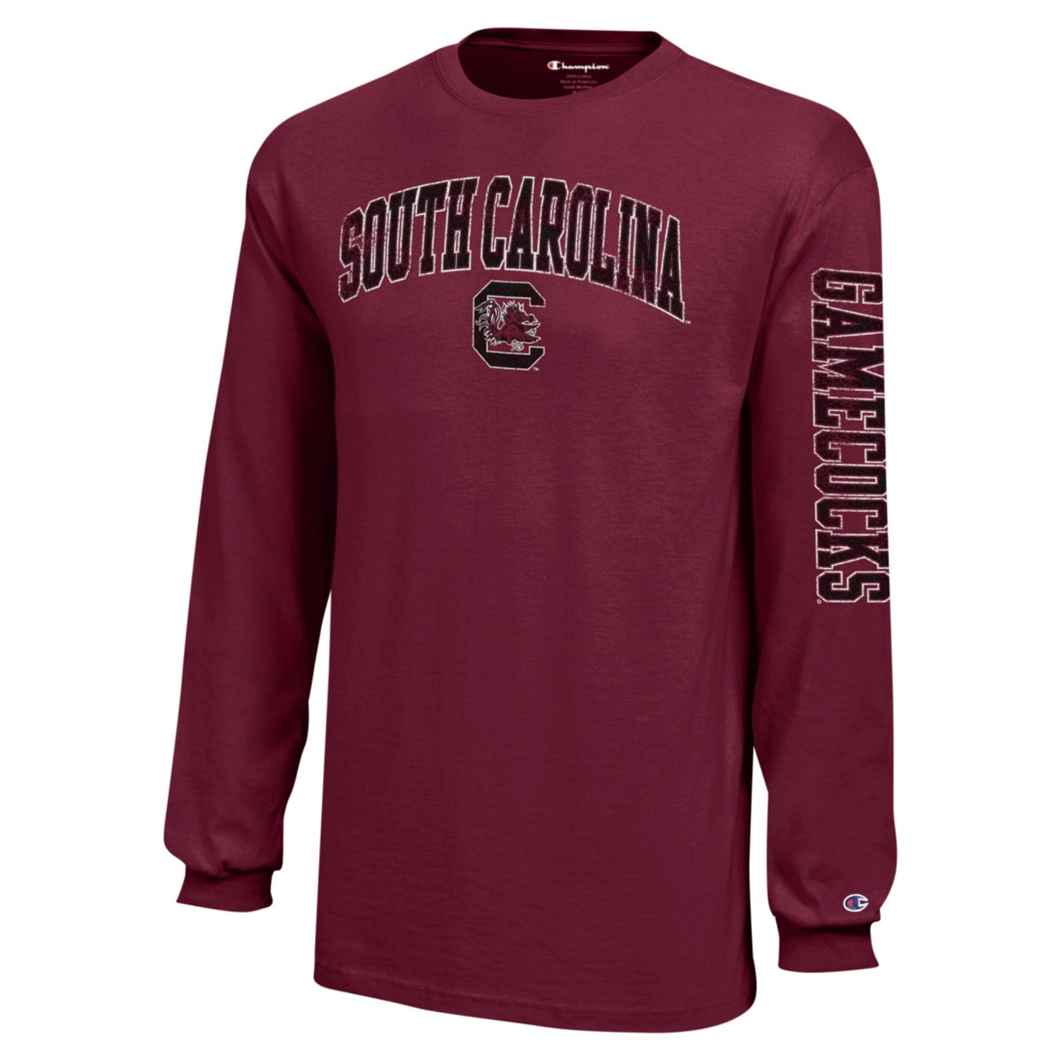 Youth Champion South Carolina Gamecocks Distressed Arch Over Logo Long Sleeve T-Shirt