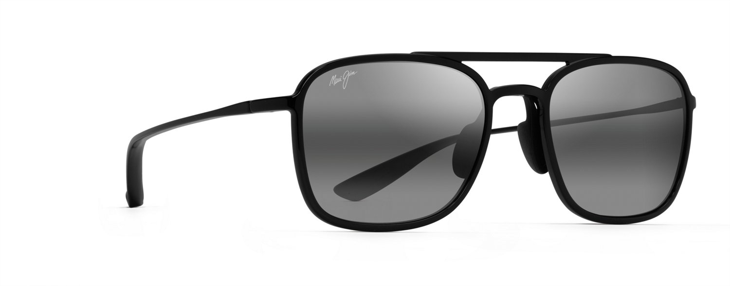  Maui Jim Men's Honokalani Polarized Rectangular Sunglasses,  Matte Black/Neutral Grey, Large : Sports & Outdoors
