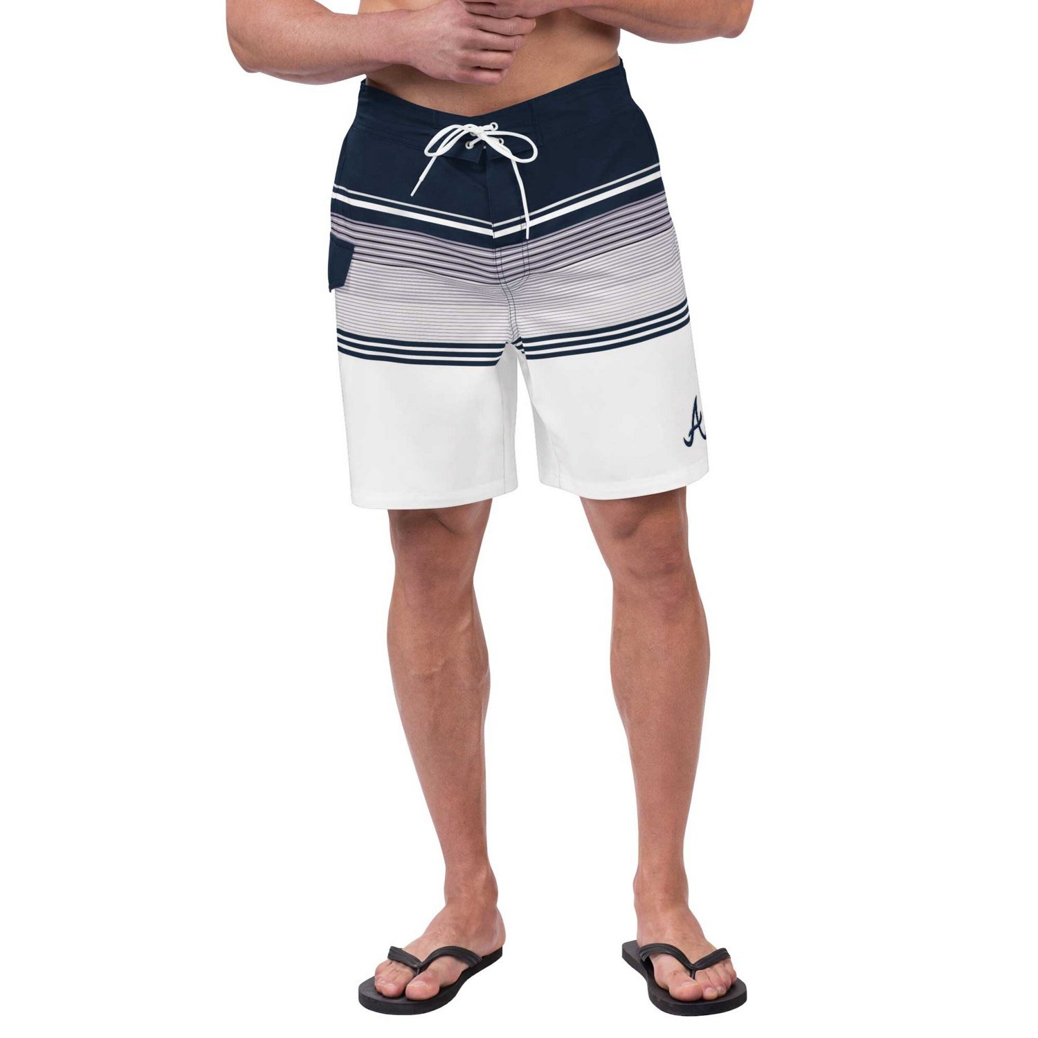 G-III Sports by Carl Banks White Atlanta Braves Jump Shot Volley Board Shorts                                                   