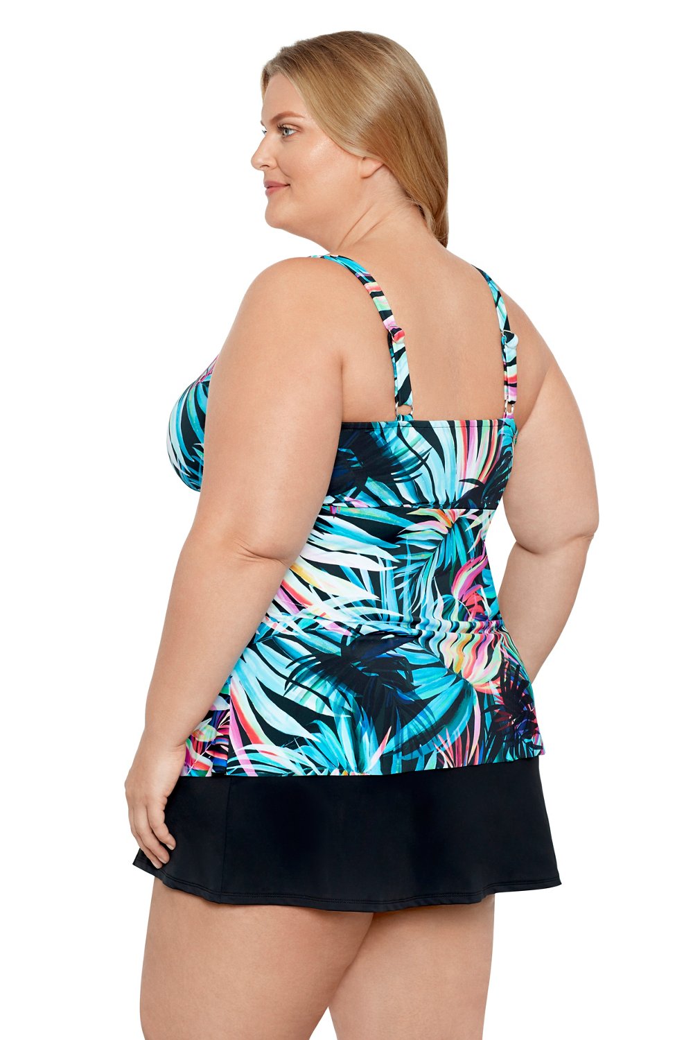 Swim Solutions Women's Fiesta Fronds Triple Tier Tankini Swim Top - view number 3
