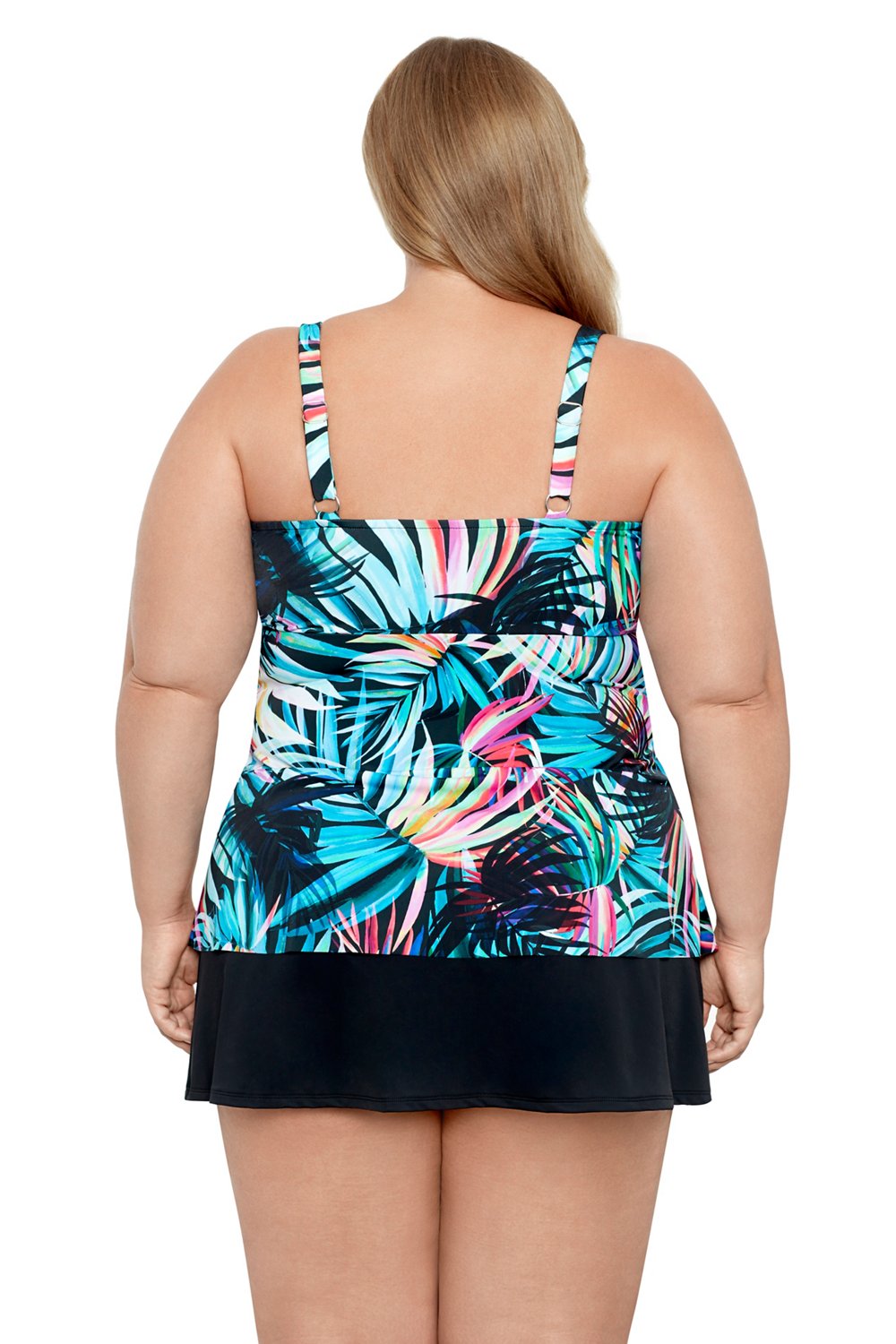 Swim Solutions Women's Fiesta Fronds Triple Tier Tankini Swim Top - view number 2