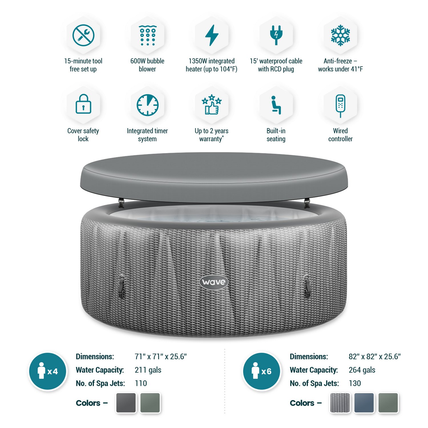 Wave Atlantic 7 ft Round Inflatable Hot Tub – Color Grey Sansujyuku sansujyuku.com