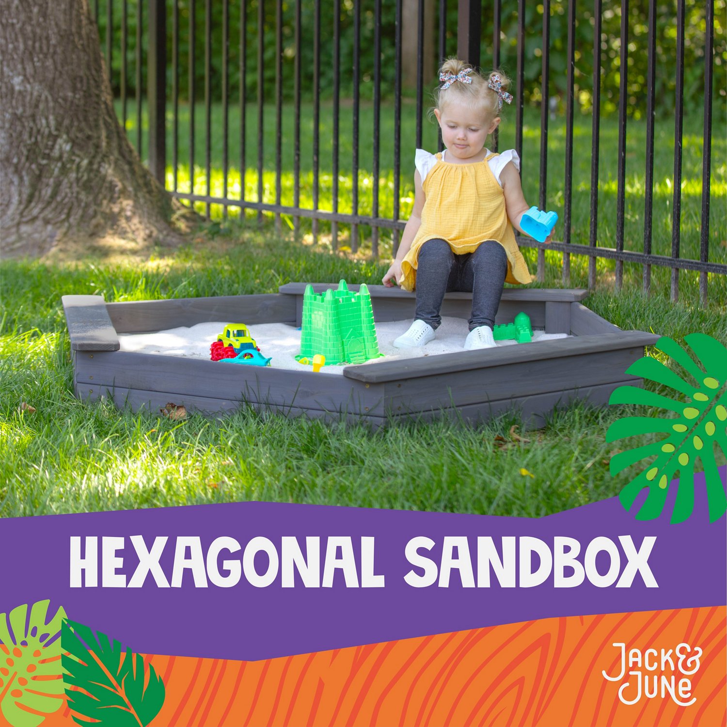 Jack & June Hexagonal Cedar Sand Box Playset                                                                                     - view number 3