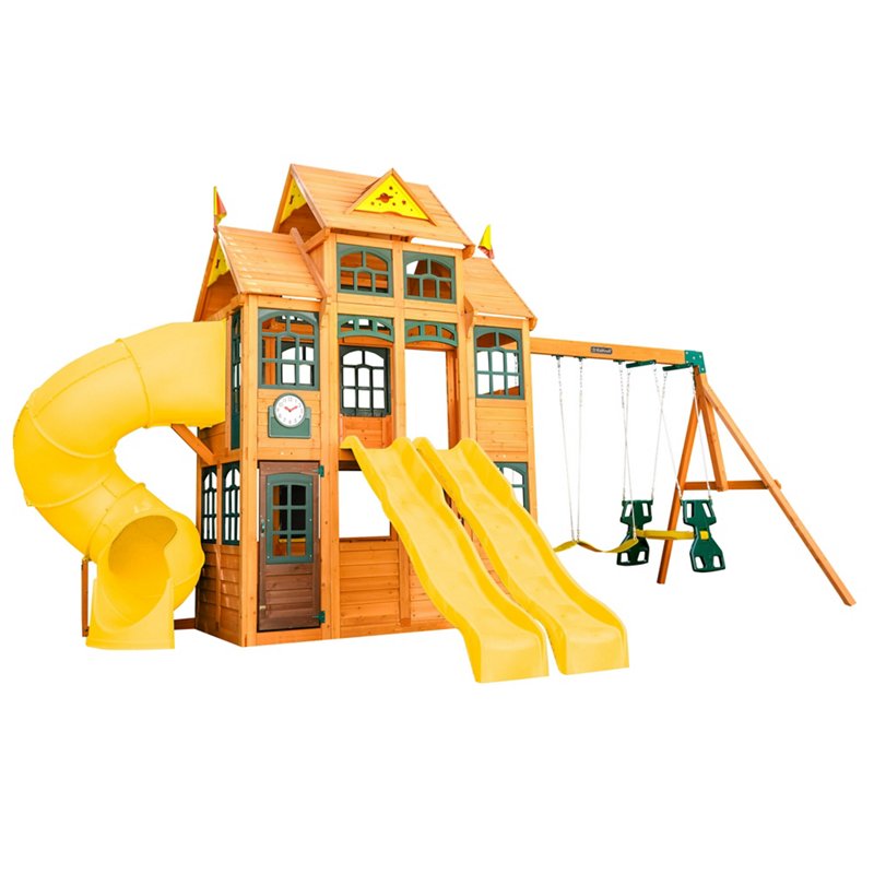 KidKraft Atlas Point Wooden Outdoor Swing Set/Playset Brown/Green - Swing Sets/Bounce Houses at Academy Sports