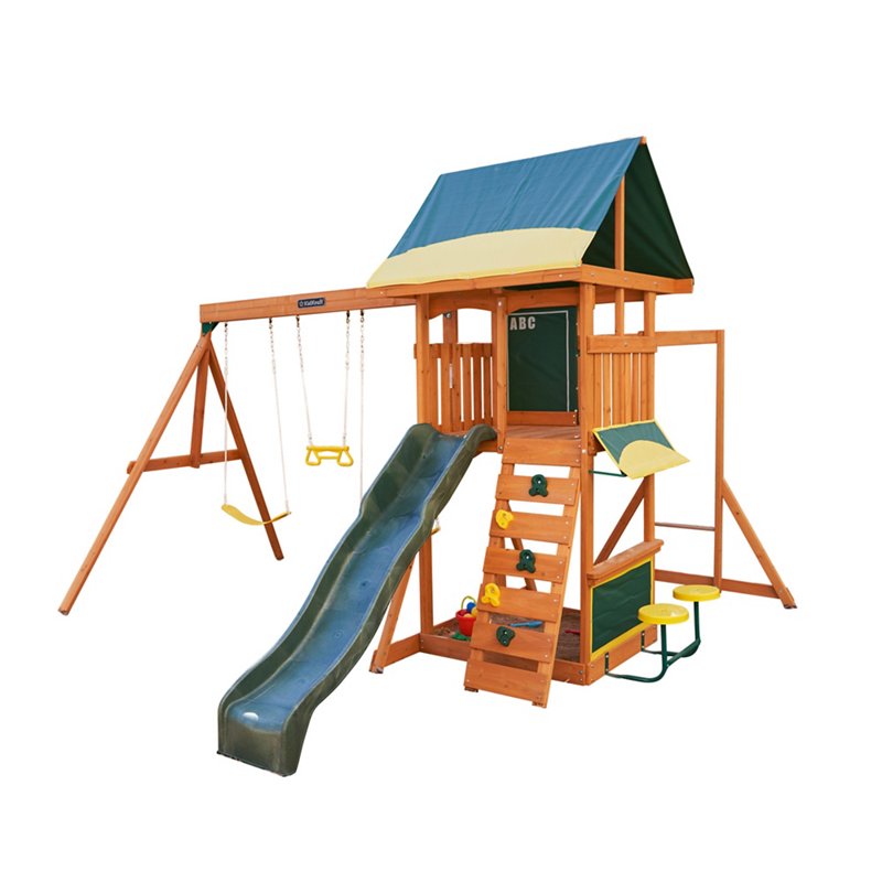 KidKraft Brightside Wooden Swing Set/Playset Brown/Green - Swing Sets/Bounce Houses at Academy Sports