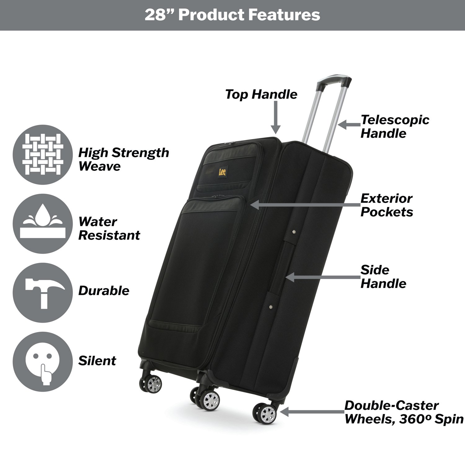 Lee 28 in Soft Side Rolling Luggage                                                                                              - view number 5