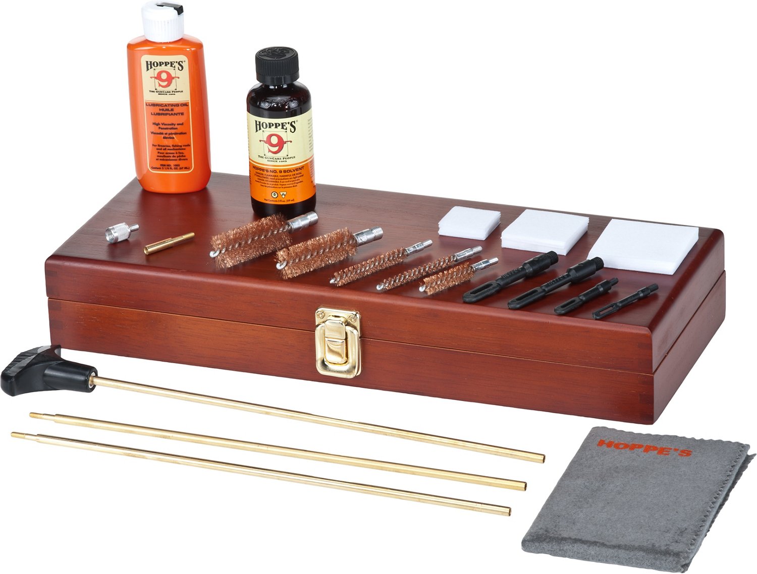 Hoppe's Deluxe Gun Cleaning Kit Wooden Box 