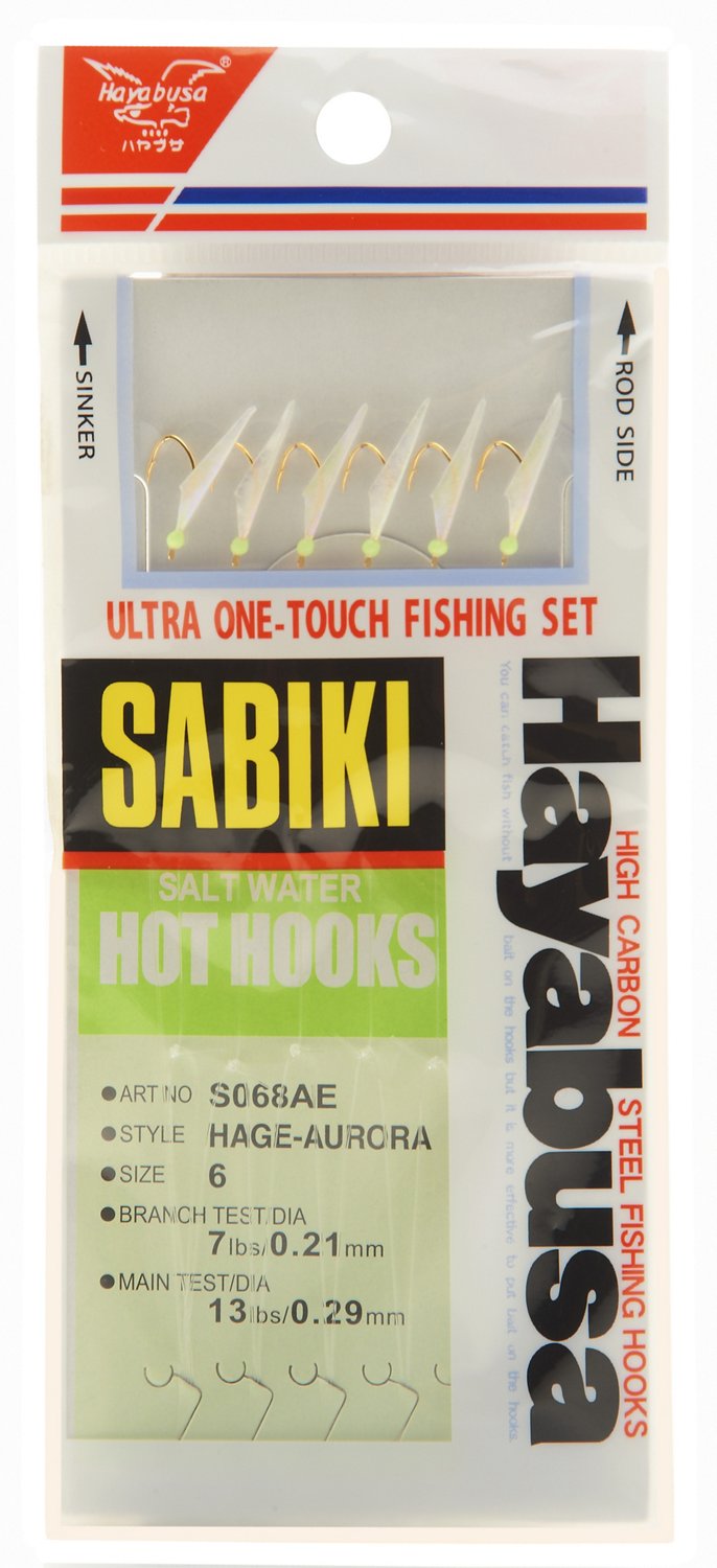 Hayabusa Sabiki Hage-Aurora Size 6 Salt Water Hot Hooks - Sabiki