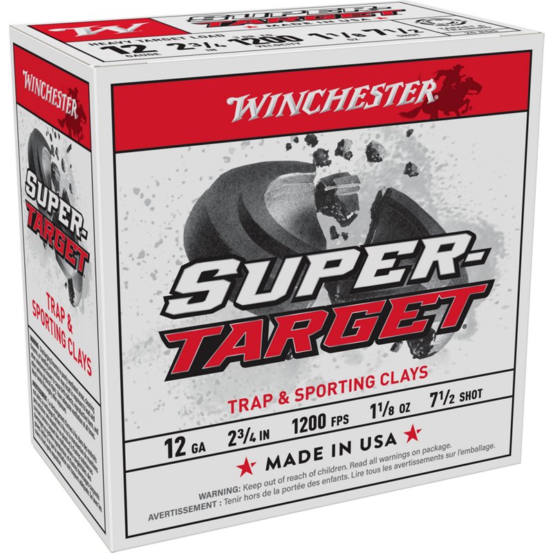 Winchester Super-Target 12-Ga. 2-3/4″ 1-1/8 oz. 1,200 fps Target Load Shotshells - 7.5 Shot - 25 Rounds