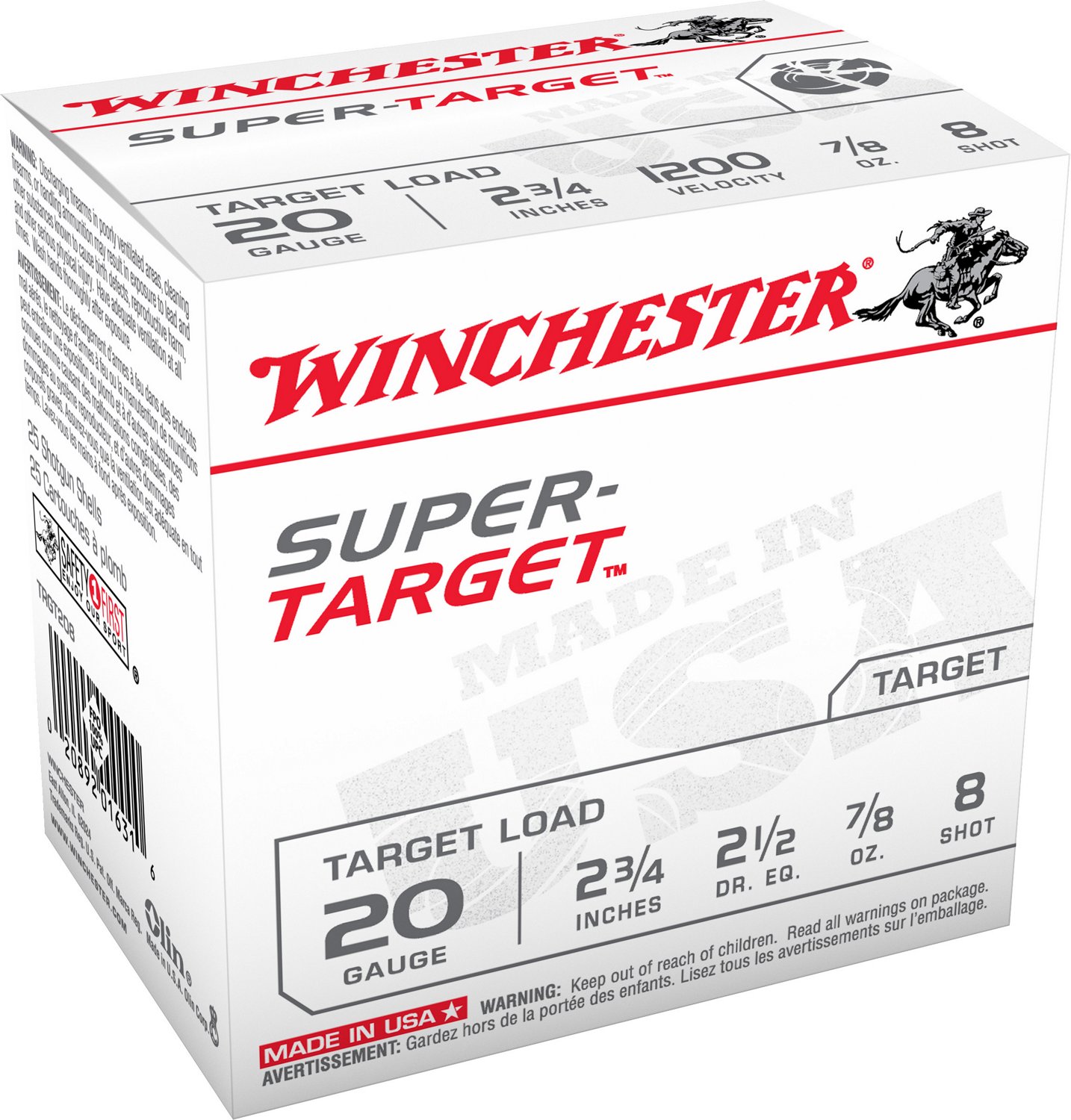 Winchester Target Load 20 Gauge 8 Shotshells - 25 Rounds                                                                         - view number 1 selected