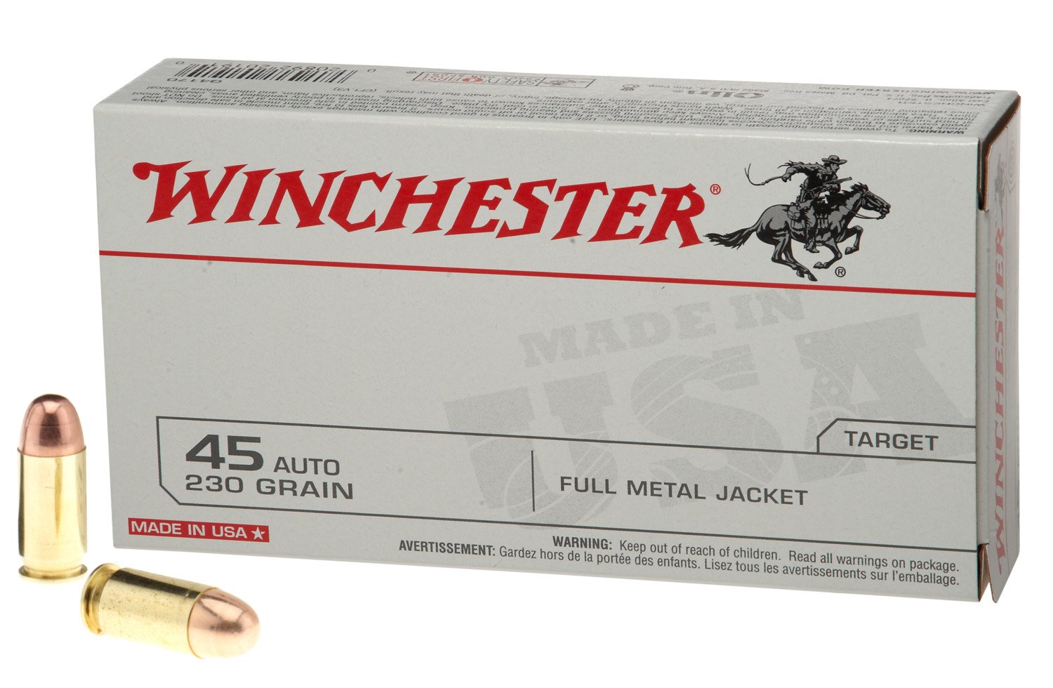 Winchester USA Full Metal Jacket .45 Automatic 230-Grain Handgun Ammunition - 50 Rounds                                          - view number 1 selected
