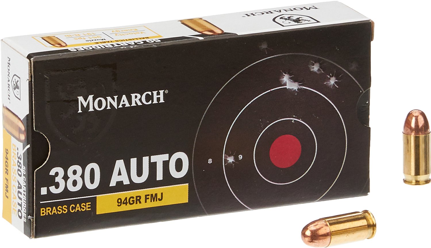 Monarch FMJ .380 Automatic 94-Grain Pistol Ammunition - 50 Rounds