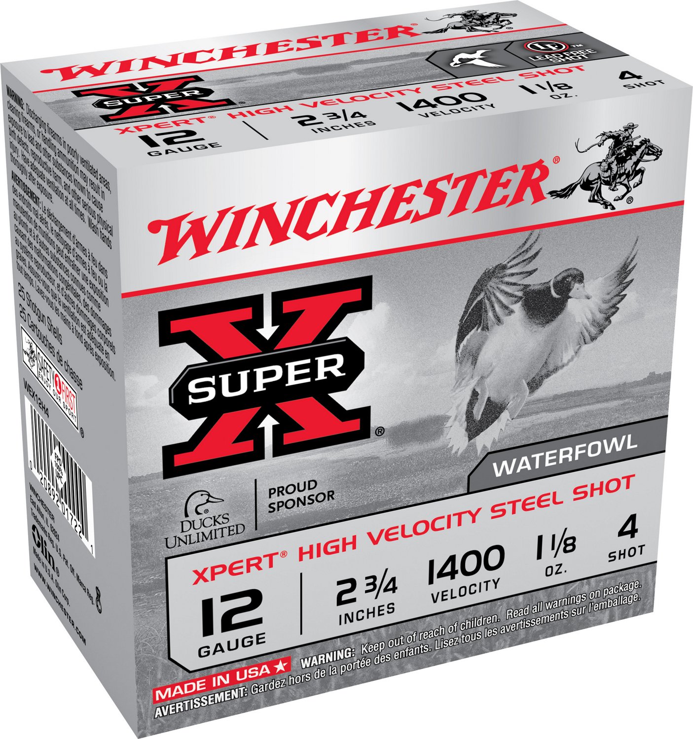 Winchester Xpert 12 Gauge Ammunition, 25 Rounds Steel Shot #4 - WEXP12H4