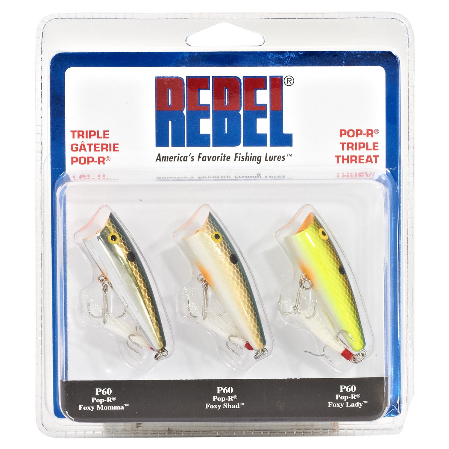 Rebel Pop-R® Triple Threat 2-1/2" Topwater Baits 3-Pack                                                                         - view number 1 selected