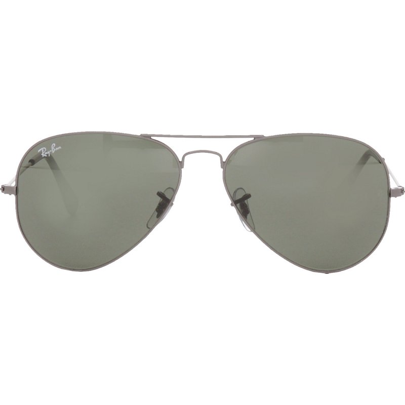 Photos - Wrist Watch Ray-Ban Aviator Large Neutral Gray Metal Sunglasses Silver/Green - Case Su 