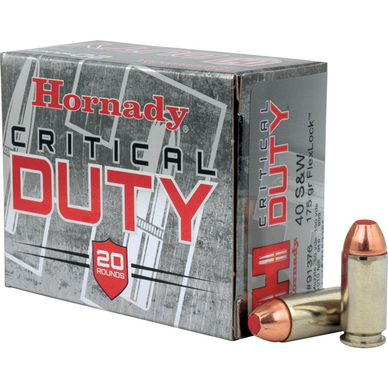 Hornady Critical Duty .40 S&W 175gr Ammunition w/FlexLock Bullets (20/Box) 91376