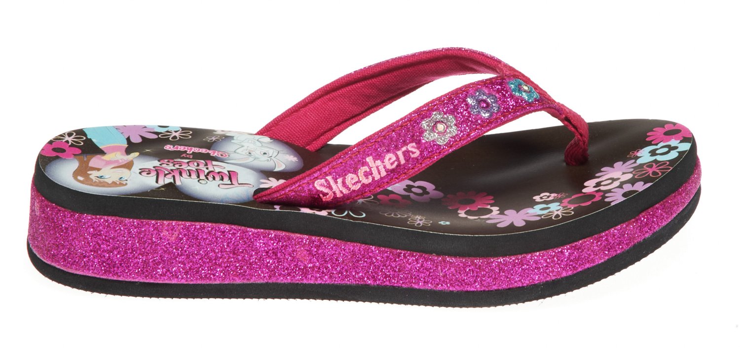 SKECHERS Girls' Twinkle Toes Sunshines Lighted Glitter Slip-On Sandals