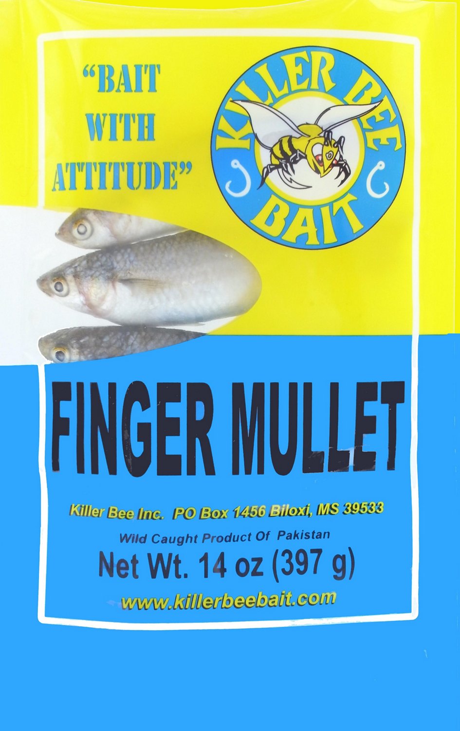 KILLER BEE BAIT Frozen 14 oz Finger Mullet Bait