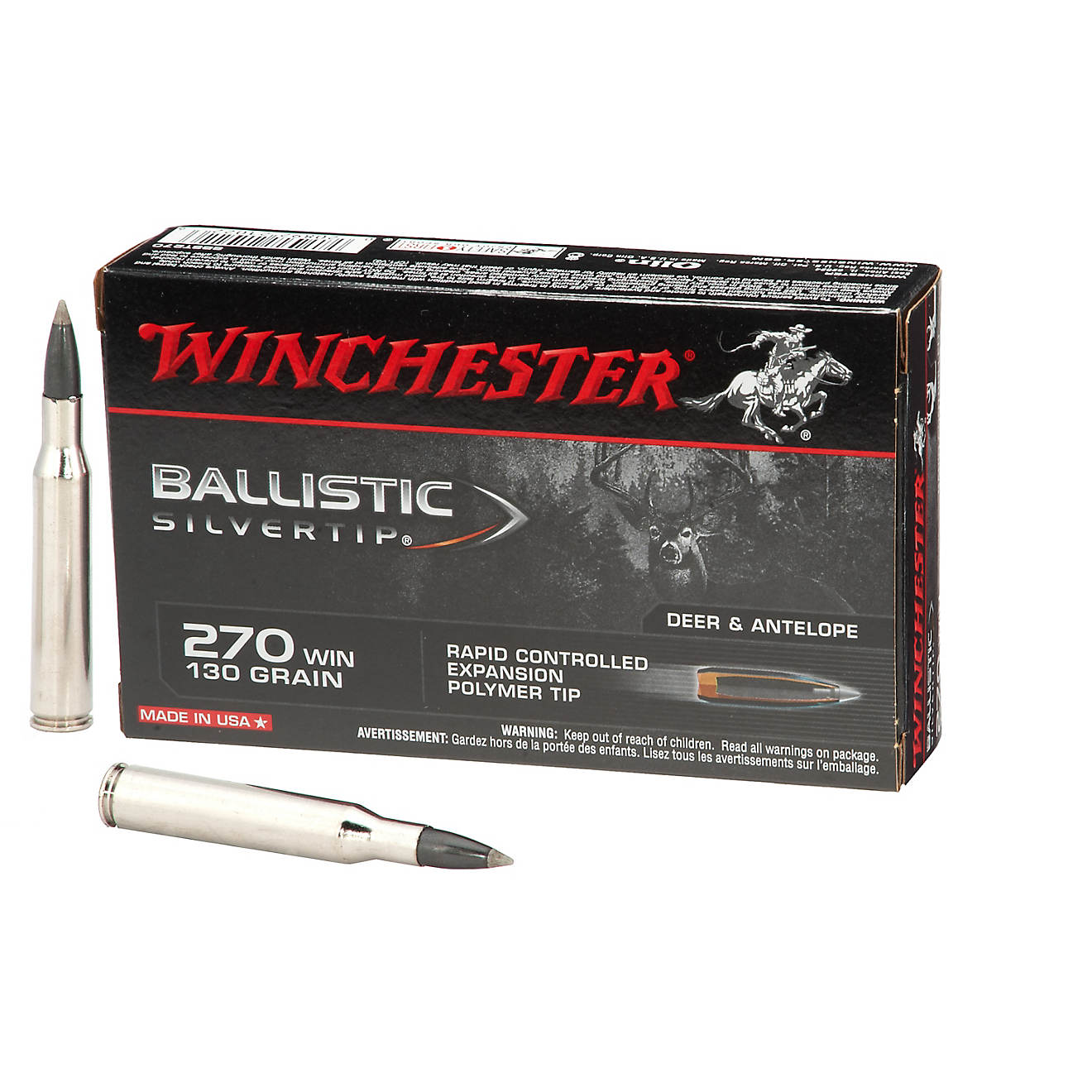 Winchester Supreme Ballistic Silvertip .270 Winchester 130-Grain Rifle Ammunition                                                - view number 1