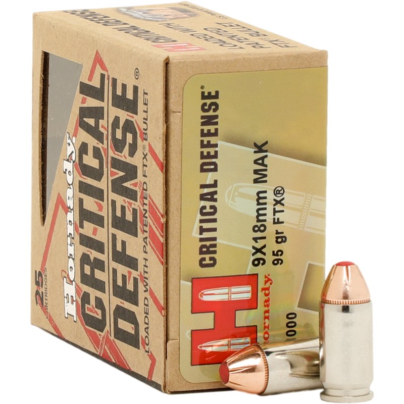 Hornady 9 X 18Mm Makarov 95-Grain FtxÂ® Critical DefenseÂ® Handgun Ammunition