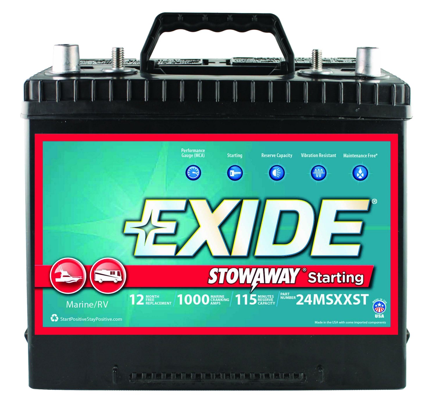 Exide Stowaway Marine Starting Battery                                                                                           - view number 1