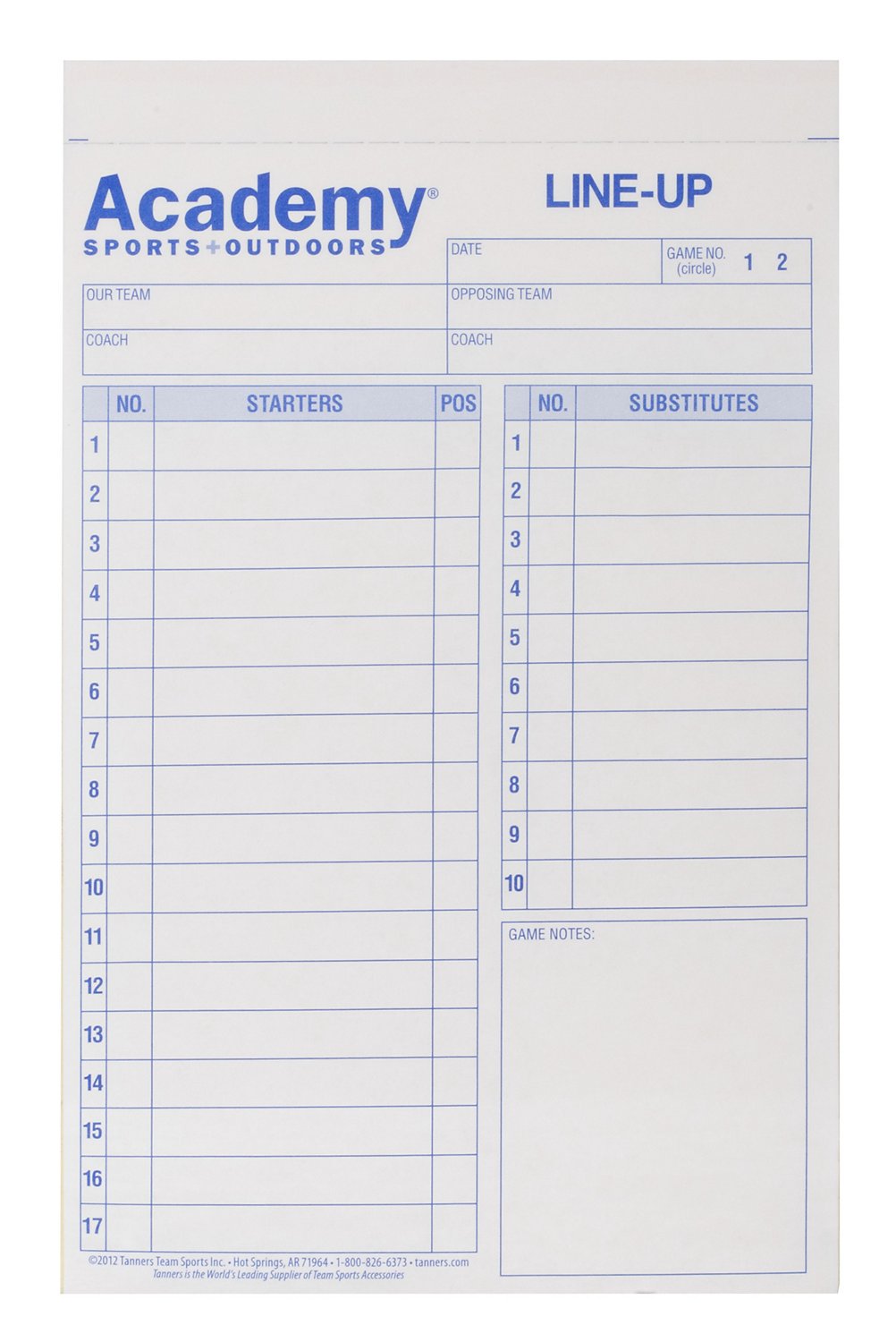 Academy System-17 Baseball/Softball Lineup Cards 12-Pack                                                                         - view number 2