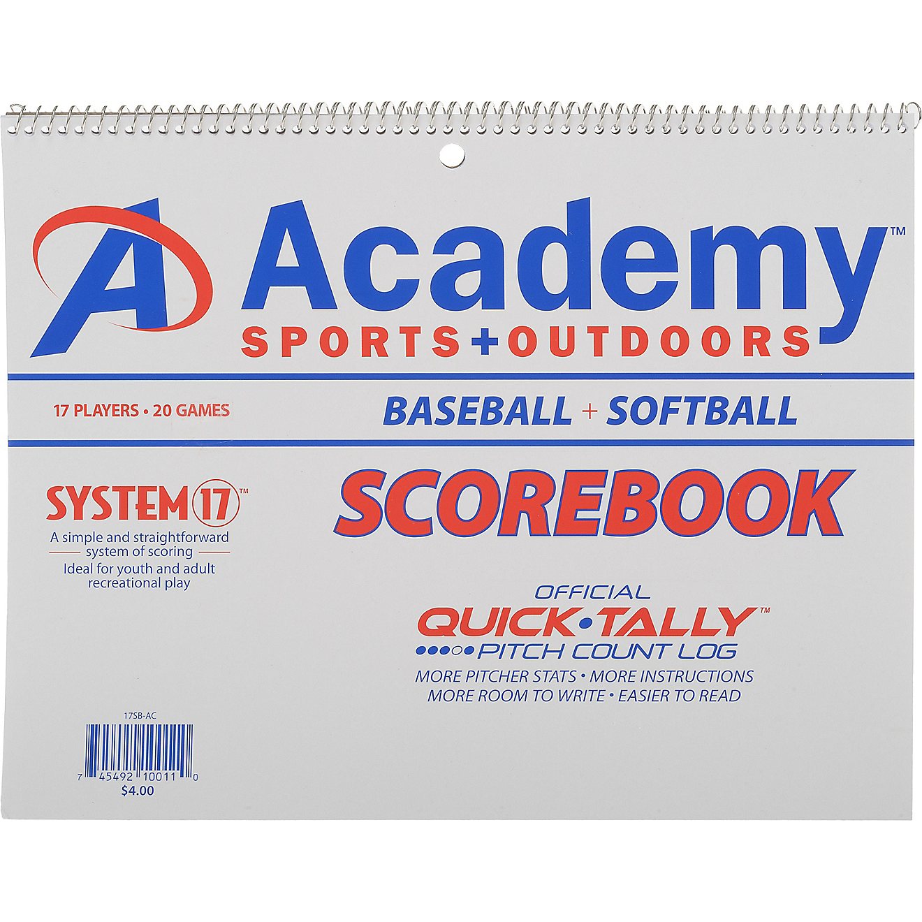 Academy Sports + Outdoors System-17 Scorebook for Baseball and Softball                                                          - view number 1