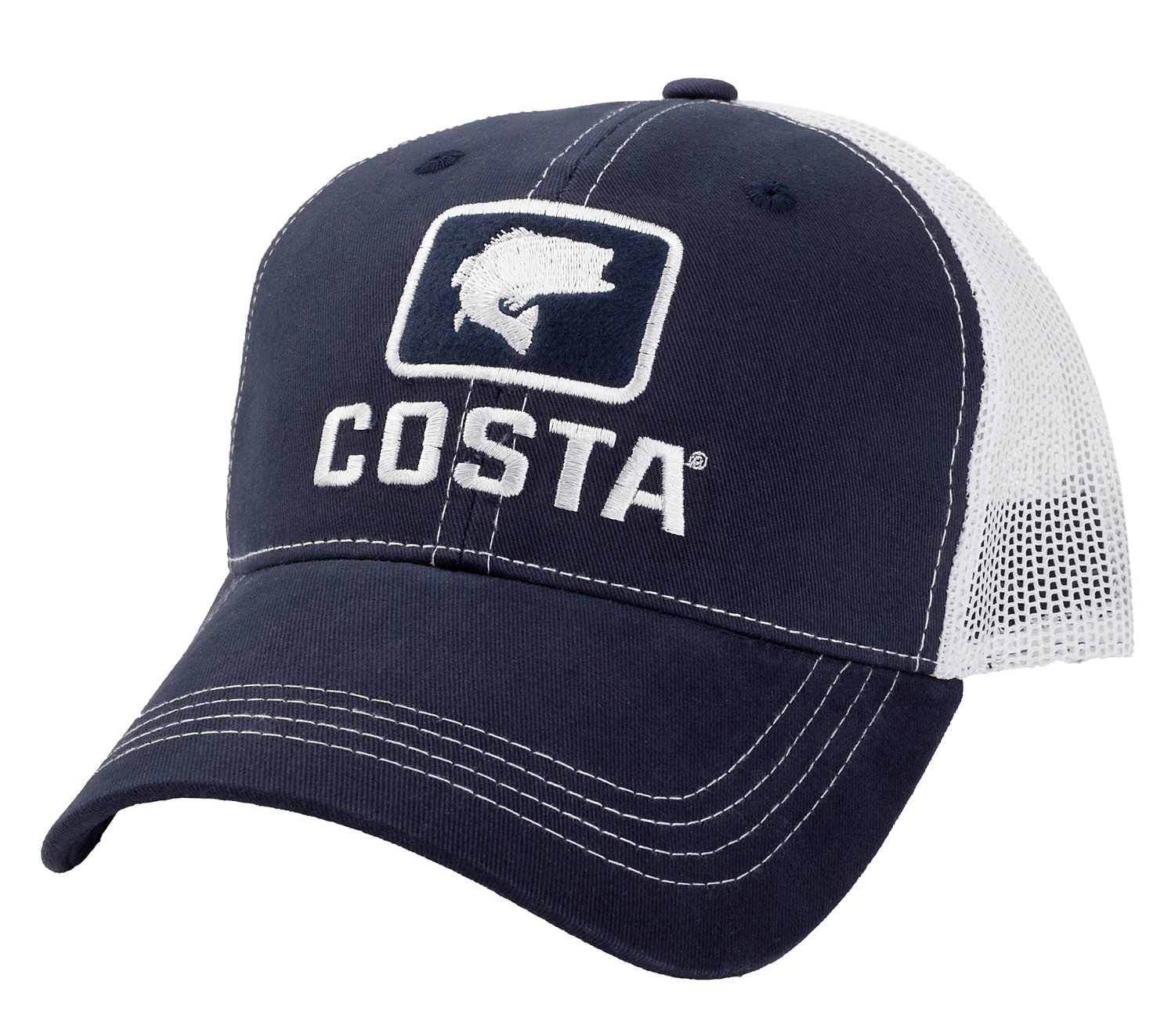 Costa Del Mar Tuna Trucker Hat, Black + Black, One Size 