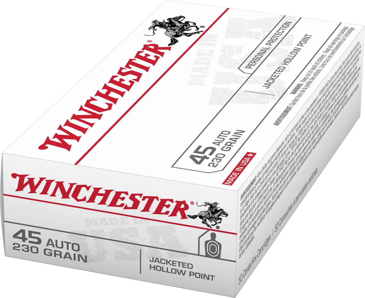 Winchester USA JHP .45 Automatic 230-Grain Handgun Ammunition - 50 ...